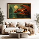 Dragon in Old Europe City Fantasy Oil Painting - image 5