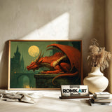 Dragon in Old Europe City Fantasy Oil Painting - image 6