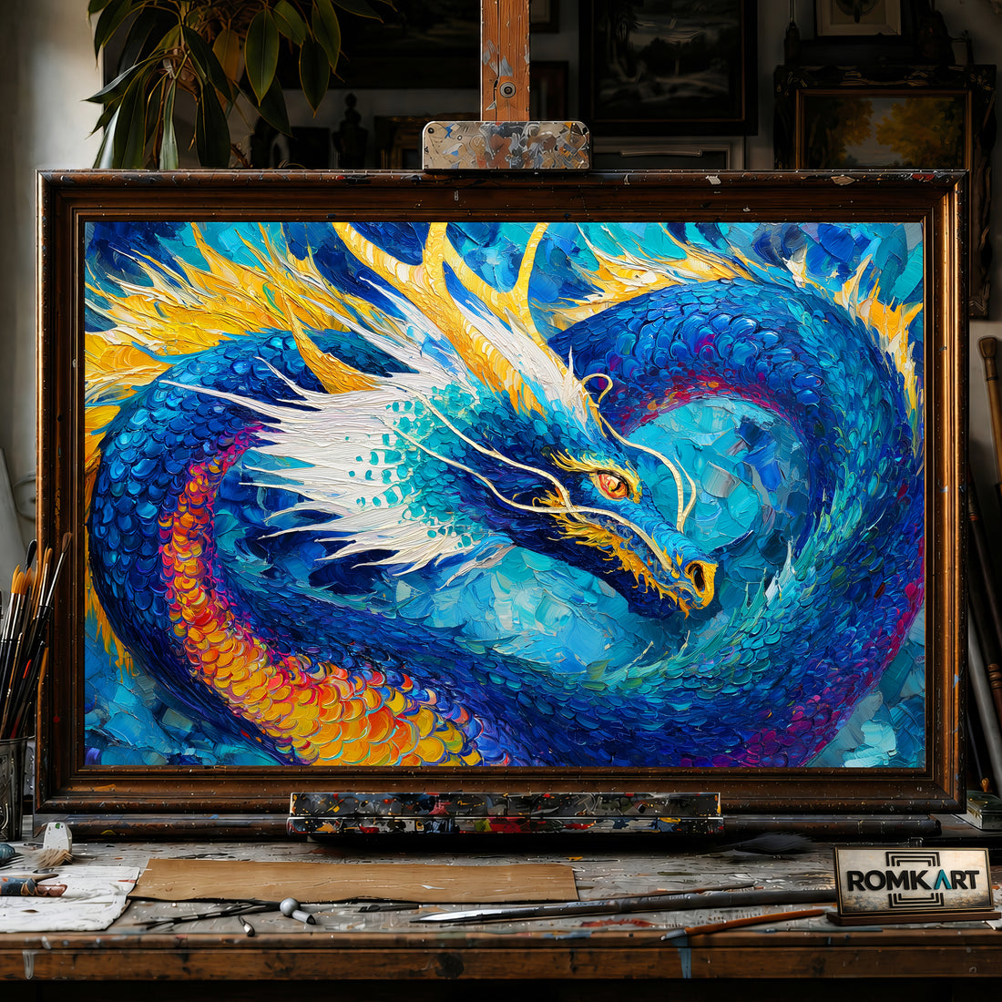 Dragon Rising hand-painted oil painting on canvas