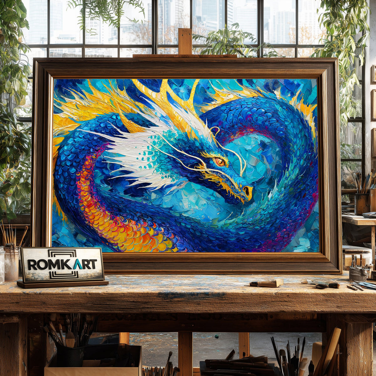 Dragon Rising Fantasy Oil Painting - image 2