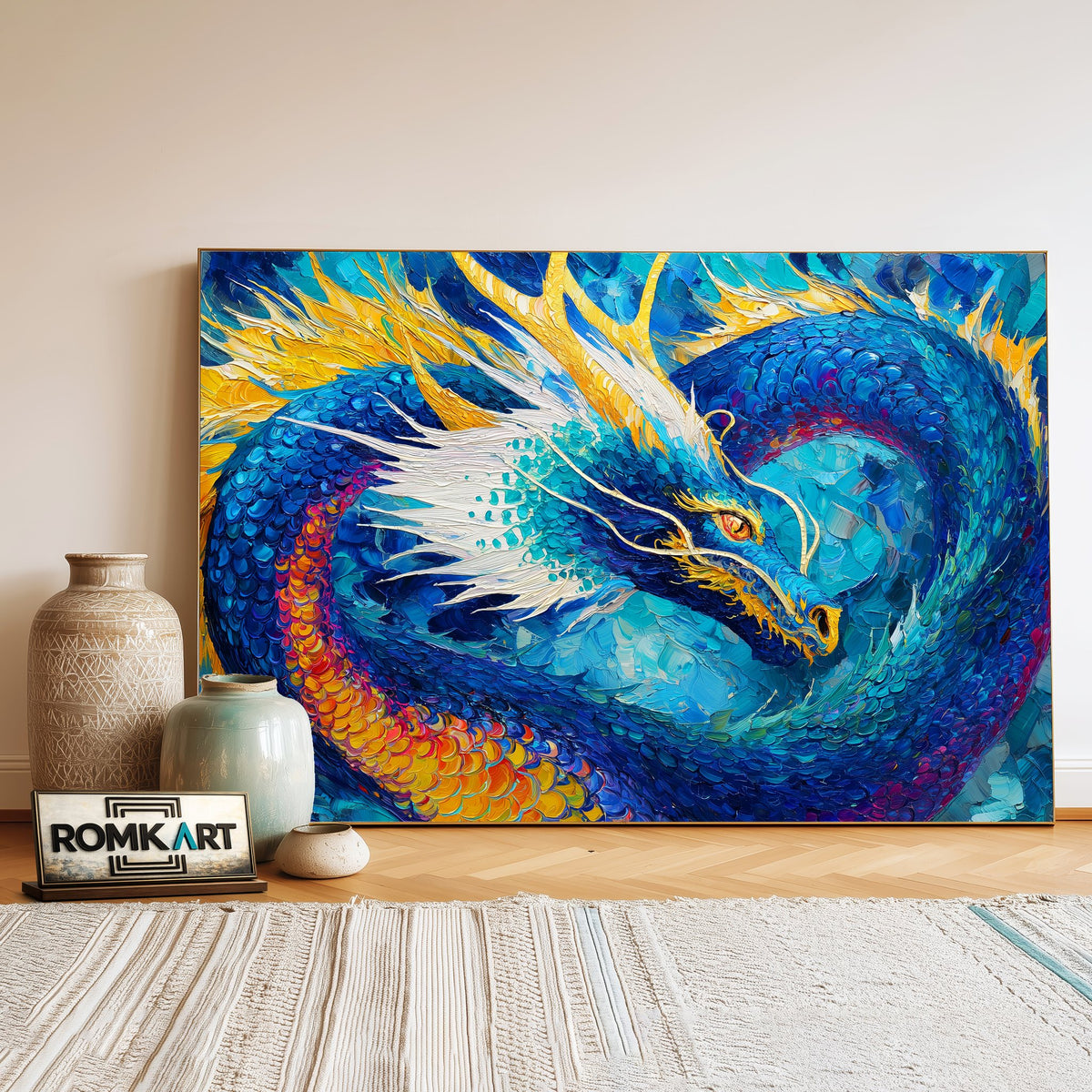 Dragon Rising Fantasy Oil Painting - image 3