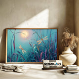 Dragonflies in Tranquil Moonlight Insect Oil Painting - image 6