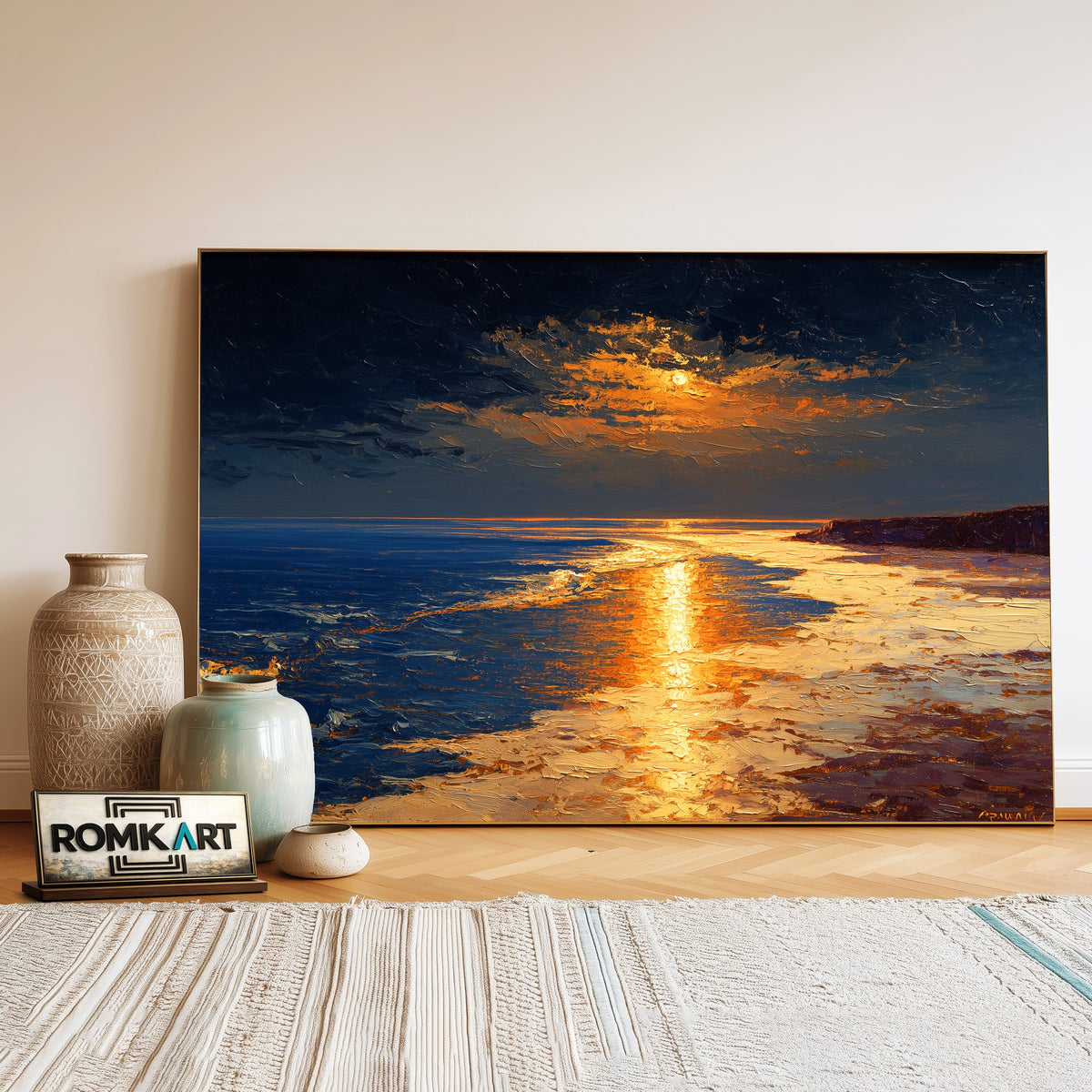 Dream Coastal Sunset Oil Painting - image 3