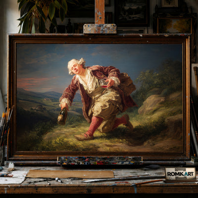 drunken man stumbling hand-painted oil painting on canvas