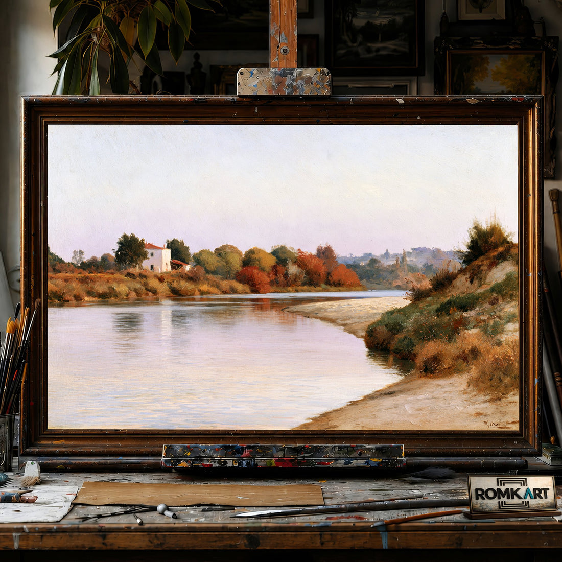 Durance River - Hand-Painted Oil Painting - View 1