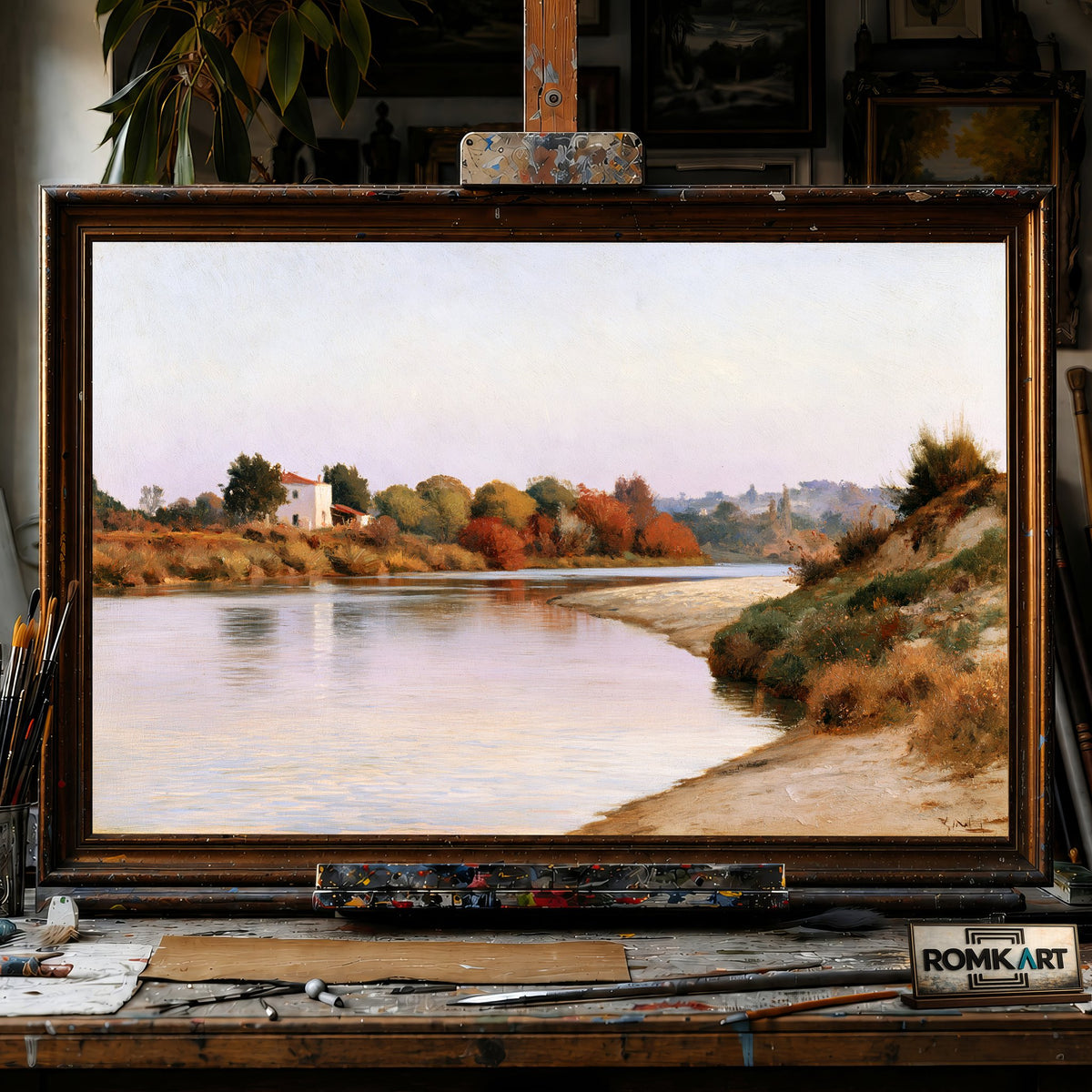 Durance River - Hand-Painted Oil Painting - View 1