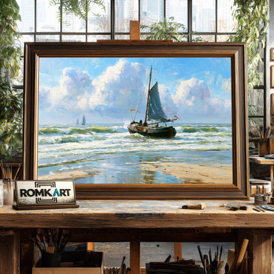 Dutch Bomschuit In The Breakers Oil Painting - image 2