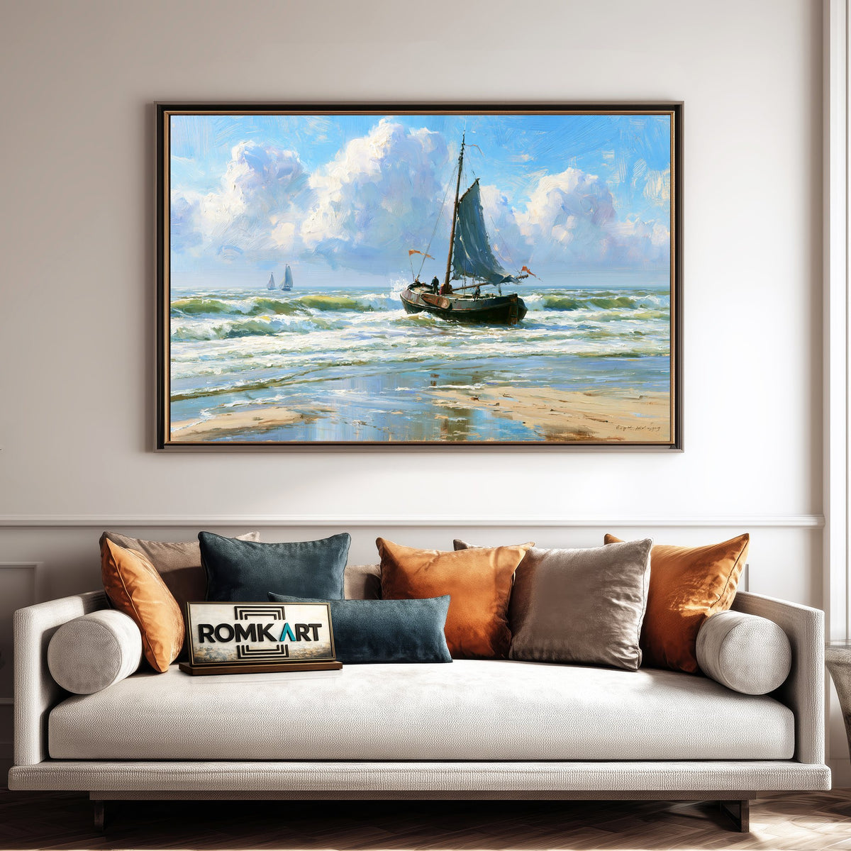 Dutch Bomschuit In The Breakers Oil Painting - image 4