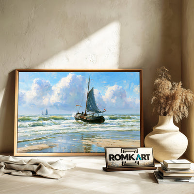 Dutch Bomschuit In The Breakers Oil Painting - image 6