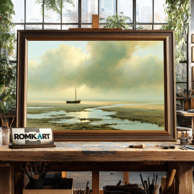 Dutch Bomschuit On A Vast Tidal Beach Oil Painting - image 2