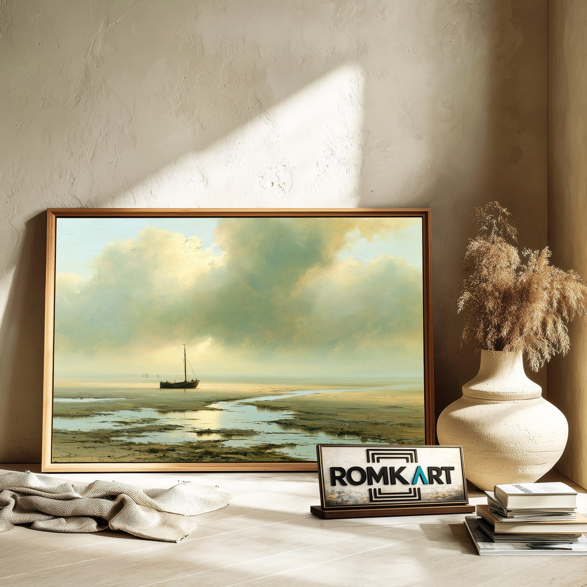 Dutch Bomschuit On A Vast Tidal Beach Oil Painting - image 6