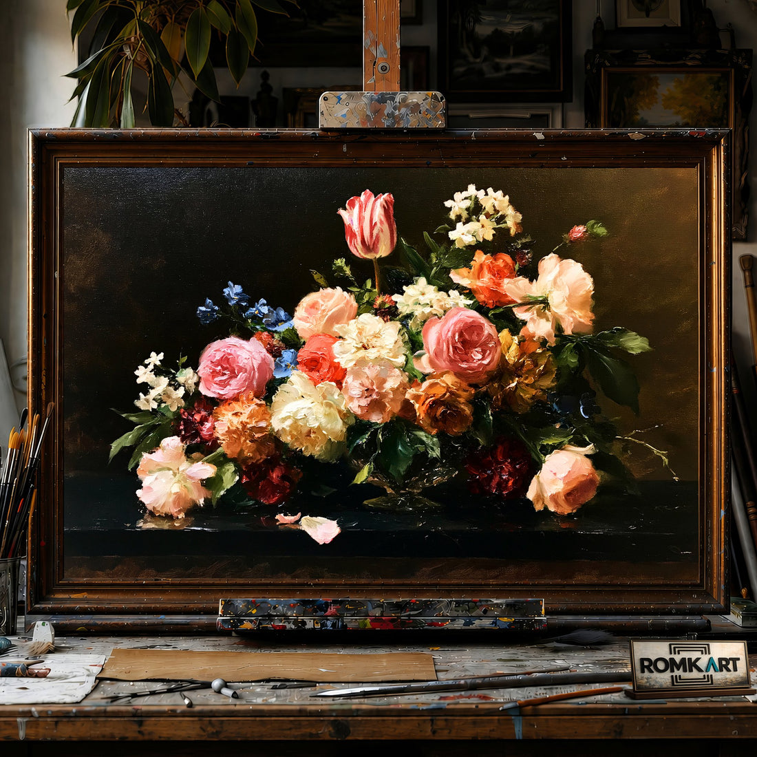 Dutch floral still life - Hand-Painted Oil Painting - View 1