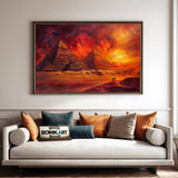 Egyptian Pyramids in Fiery Sunset Landscape Oil Painting - image 4