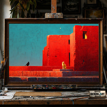 Egyptian Wall - Hand-Painted Oil Painting - View 1