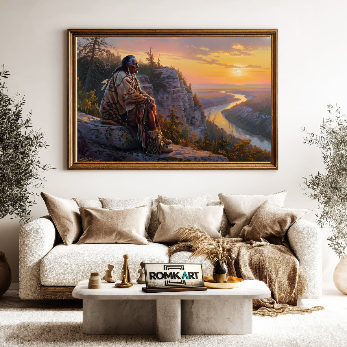 Elder Native American Oil Painting - image 5
