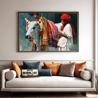Elderly Indian Herdsman Oil Painting - image 4