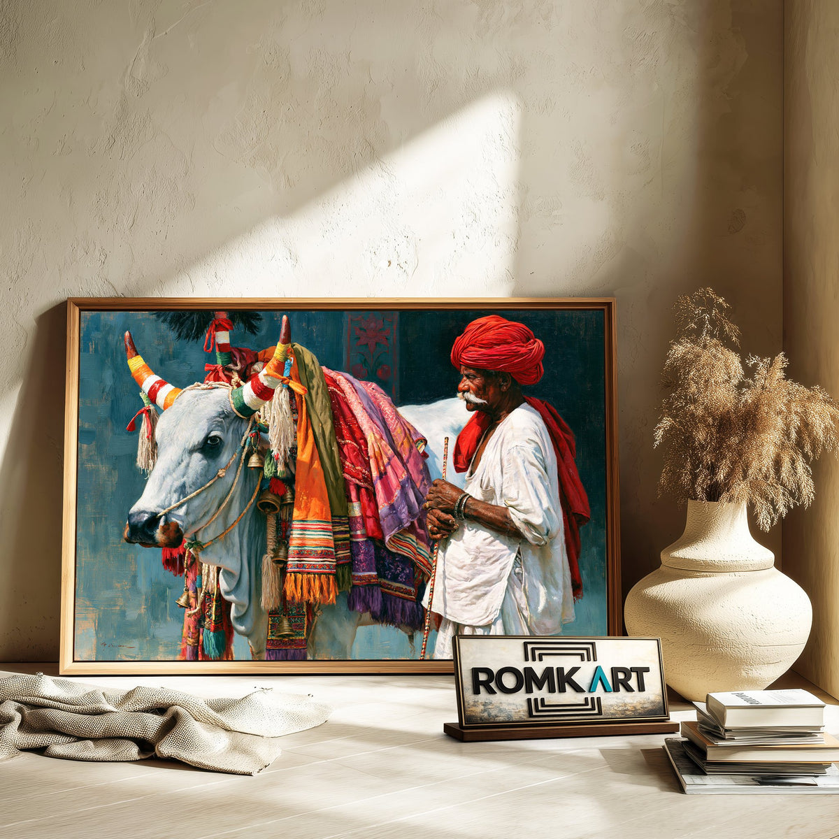 Elderly Indian Herdsman Oil Painting - image 6