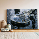 Electric Guitar On Dark Water Oil Painting - image 3