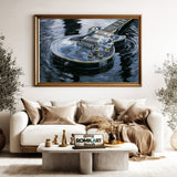 Electric Guitar On Dark Water Oil Painting - image 5