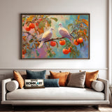 Elegant Doves on Fruit Tree Forest Landscape Oil Painting - image 4