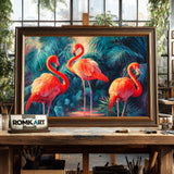 Elegant Flamingos Oil Painting - image 2
