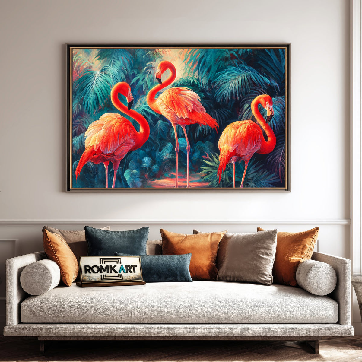 Elegant Flamingos Oil Painting - image 4