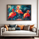 Elegant Flamingos Oil Painting - image 4