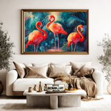 Elegant Flamingos Oil Painting - image 5
