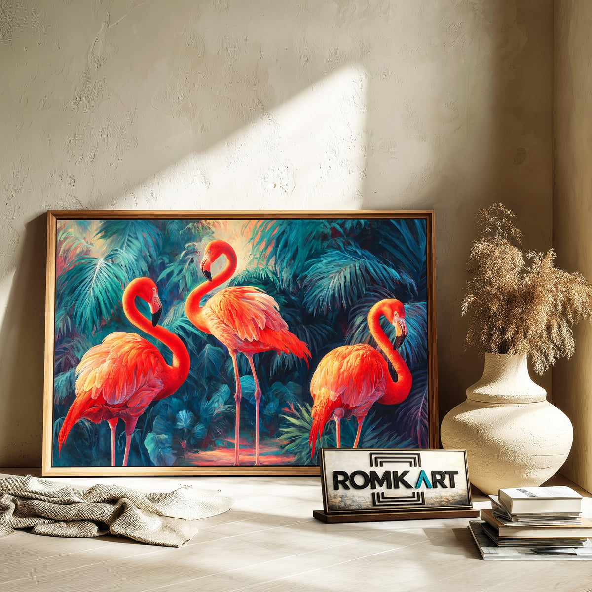 Elegant Flamingos Oil Painting - image 6