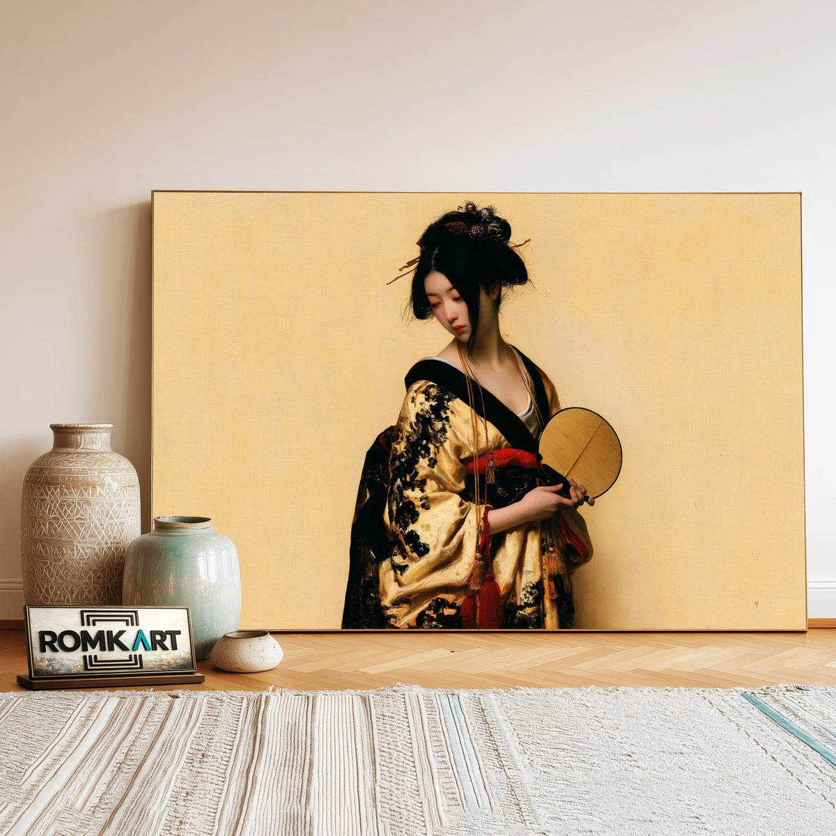 Elegant Japanese Woman Oil Painting - image 3