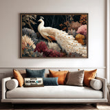 Elegant White Peacock Bird Oil Painting - image 4