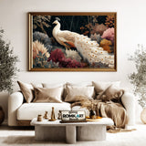 Elegant White Peacock Bird Oil Painting - image 5
