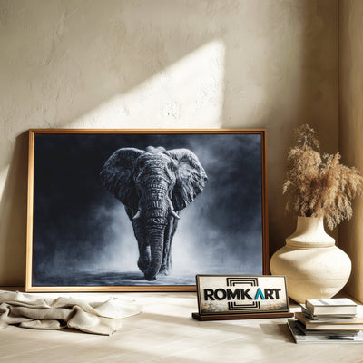 Elephant Walking Black Oil Painting - image 6