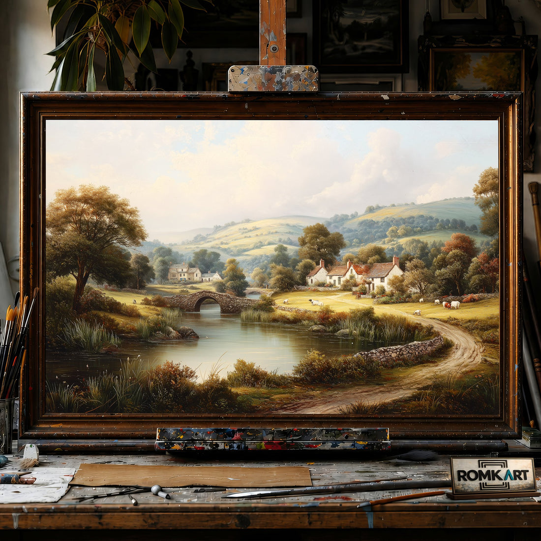 England Countryside - Hand-Painted Oil Painting - View 1