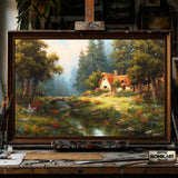 England Fairytale Cottage - Hand-Painted Oil Painting - View 1