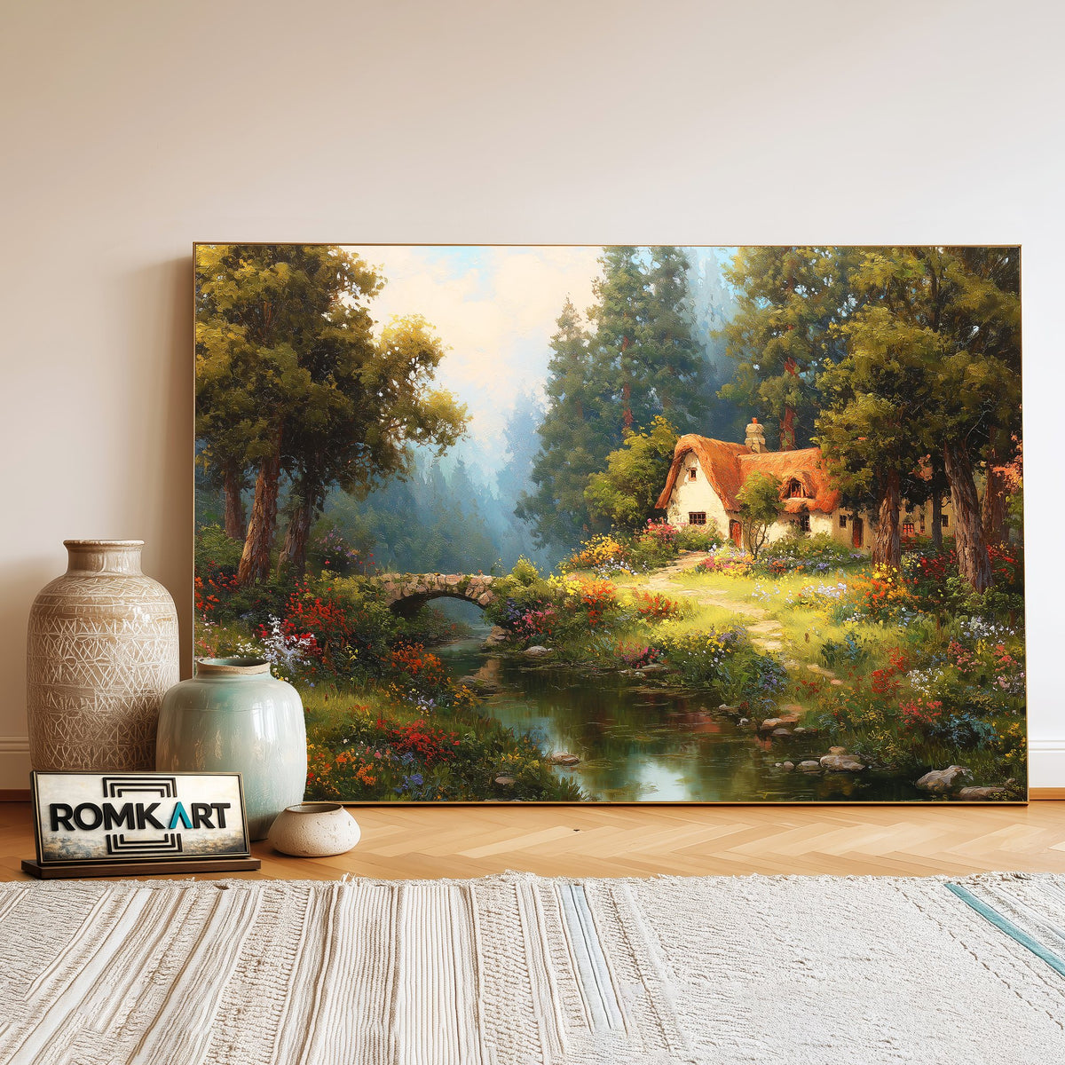 England Fairytale Cottage Oil Painting - image 3