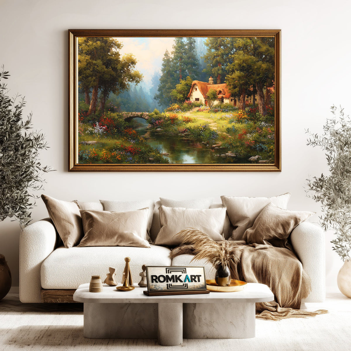 England Fairytale Cottage Oil Painting - image 5