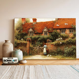 English Cottage Garden Countryside Oil Painting - image 3