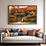English Cottage Garden Countryside Oil Painting - image 4
