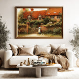English Cottage Garden Countryside Oil Painting - image 5