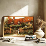 English Cottage Garden Countryside Oil Painting - image 6