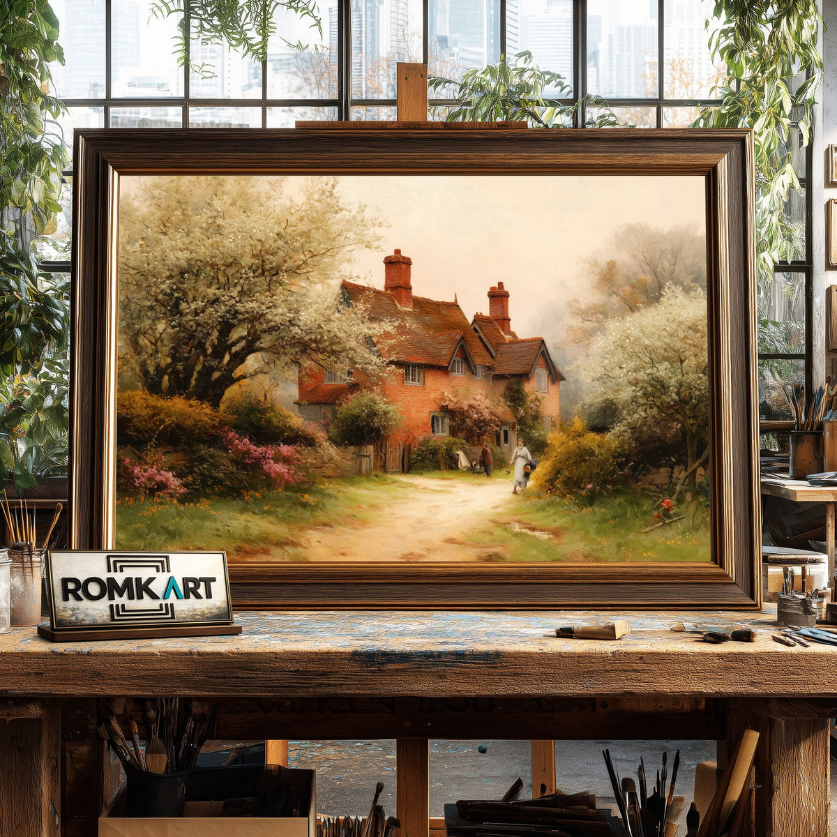 English Countryside Cottage Oil Painting - image 2