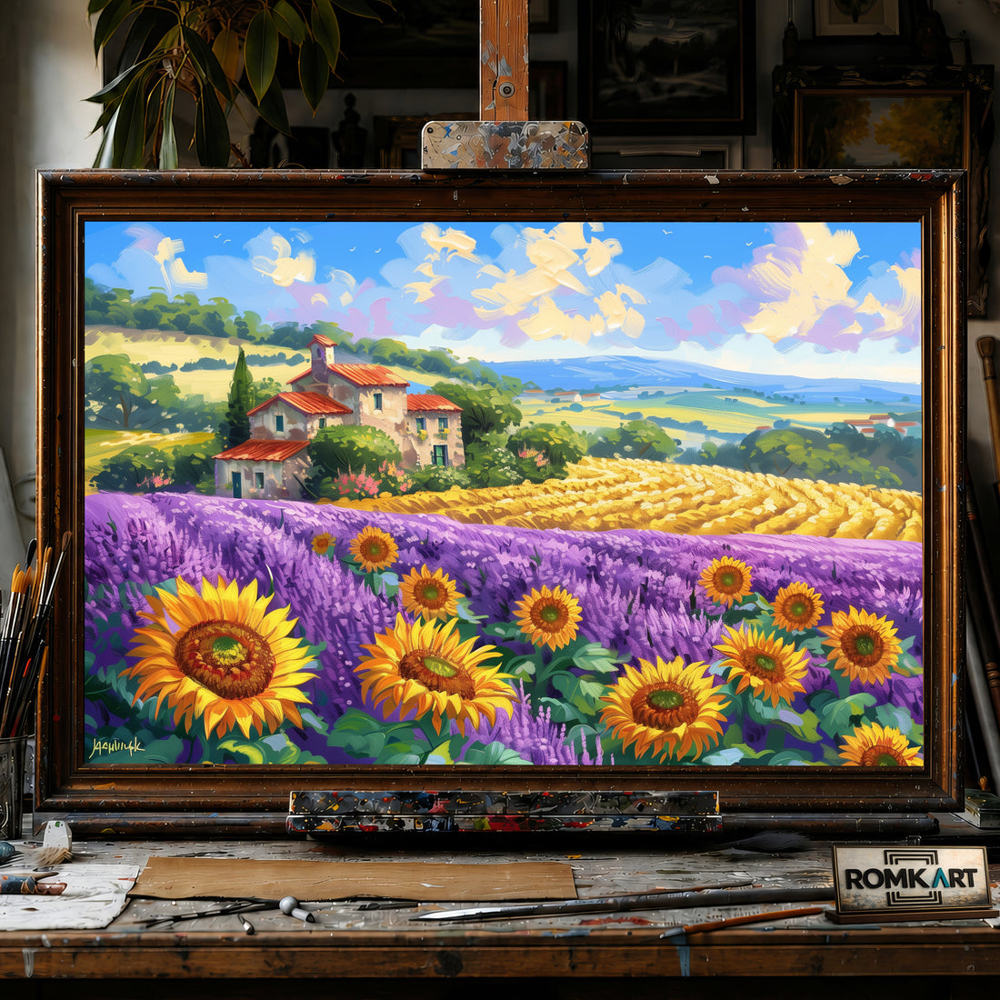 Europe Countryside Lavender hand-painted oil painting on canvas