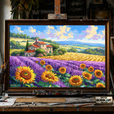 Europe Countryside Lavender hand-painted oil painting on canvas