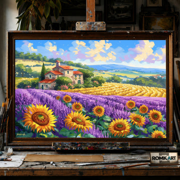 Europe Countryside Lavender hand-painted oil painting on canvas