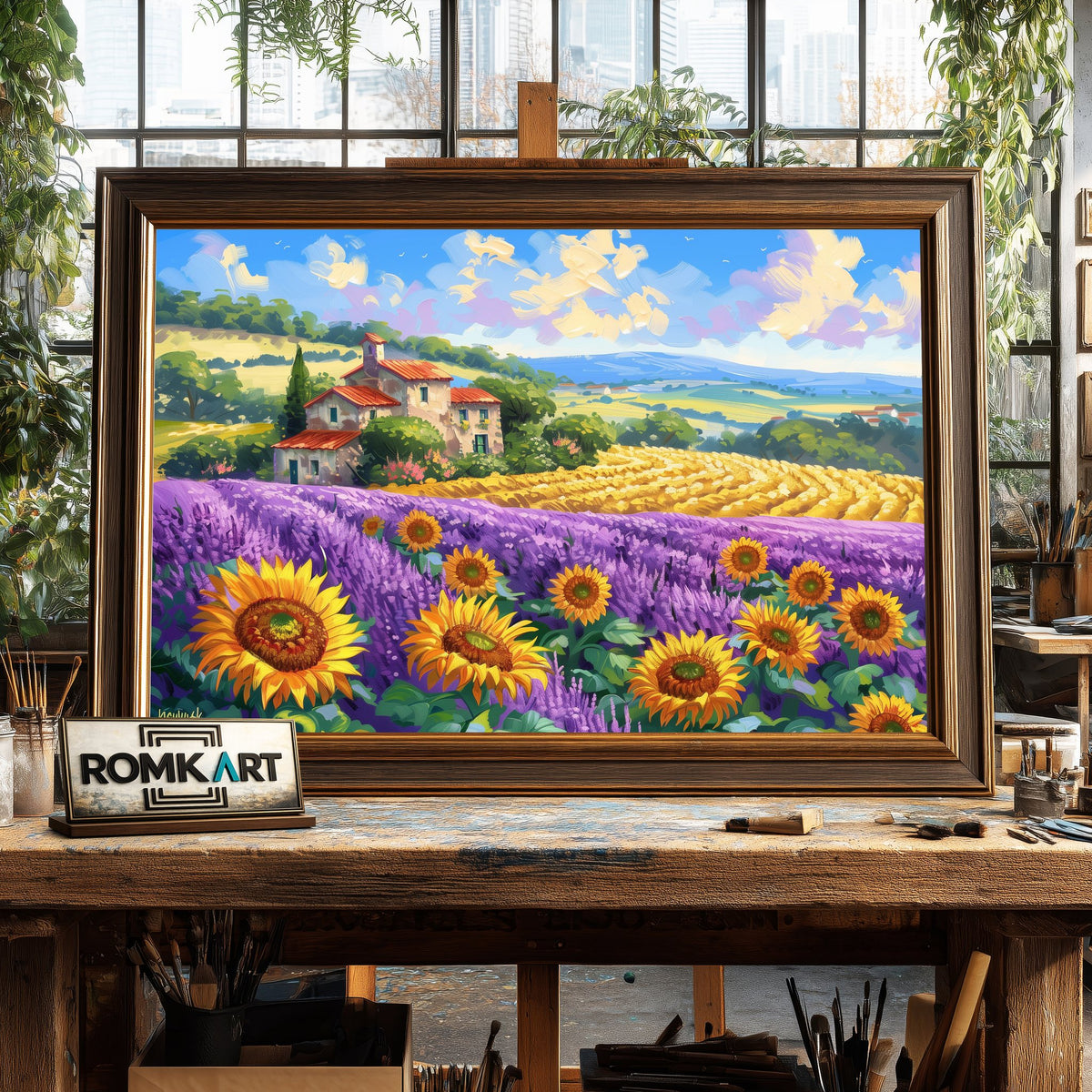 Europe Countryside Lavender Floral Oil Painting - image 2