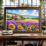 Europe Countryside Lavender Floral Oil Painting - image 2