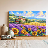 Europe Countryside Lavender Floral Oil Painting - image 3