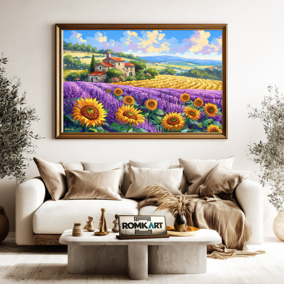 Europe Countryside Lavender Floral Oil Painting - image 5