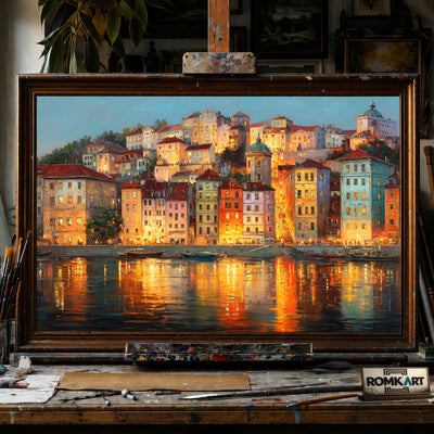 European riverside - Hand-Painted Oil Painting - View 1